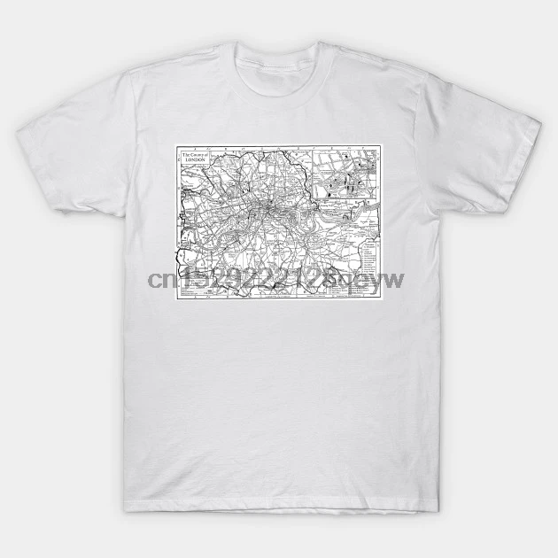 Мужская футболка винтажная карта Лондона Англия (1911) Футболка женская