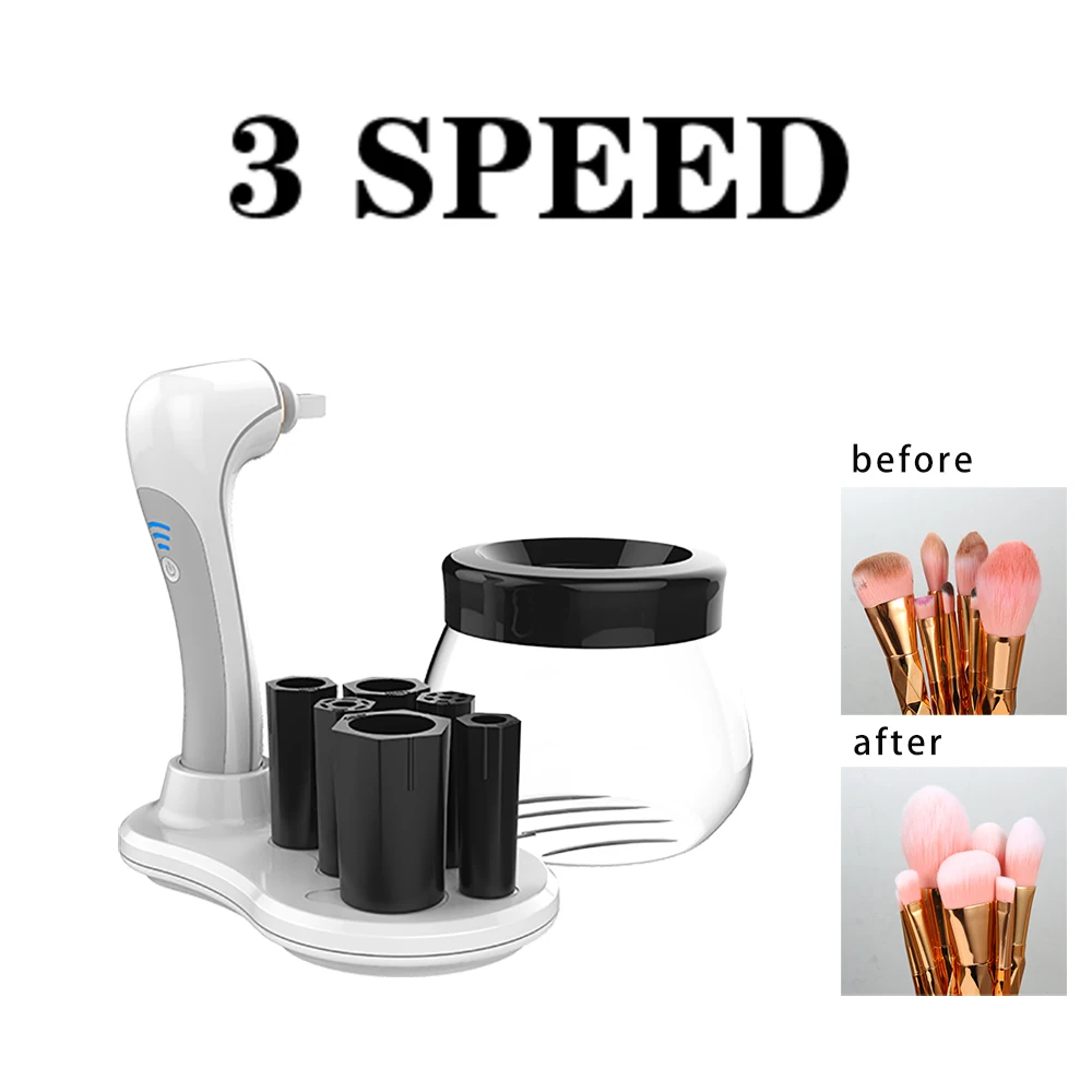 usb white set Электрическая щетка для макияжа, очиститель, сушилка, набор, очиститель кистей для макияжа и высыхания за считанные секунды, защита щетины, кисти для макияжа, инструмент для мытья - Handle Color: usb white set