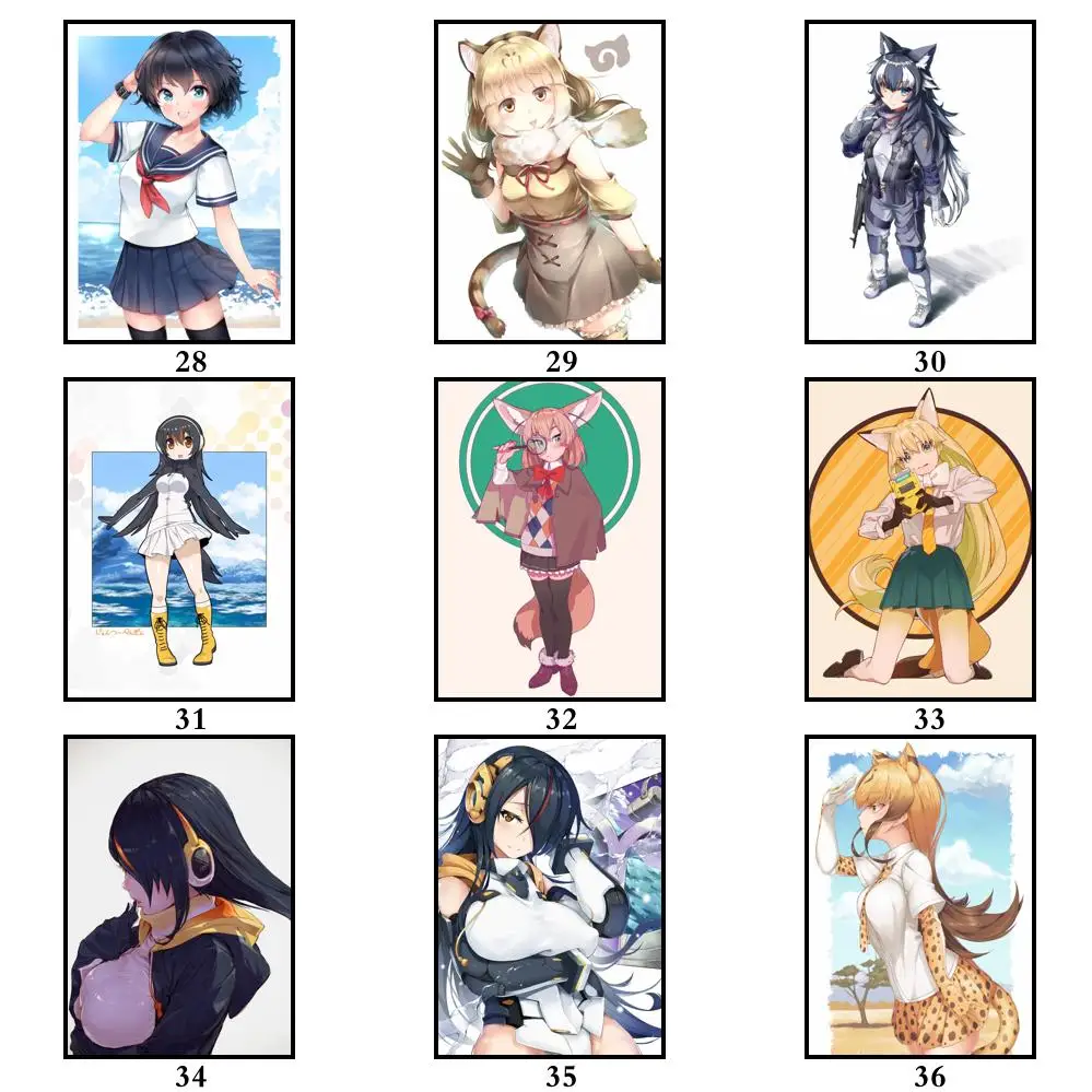 50 Дизайнов Постер Kemono Friends из белой бумаги маскарадная Наклейка на стену для