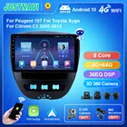 JUSTNAVI QT5 Android 10,0 для Peugeot 107 для Toyota Aygo 2005 - 2014 Carplay WIFI DSP камера радио видео GPS NAVI No 2din DVD