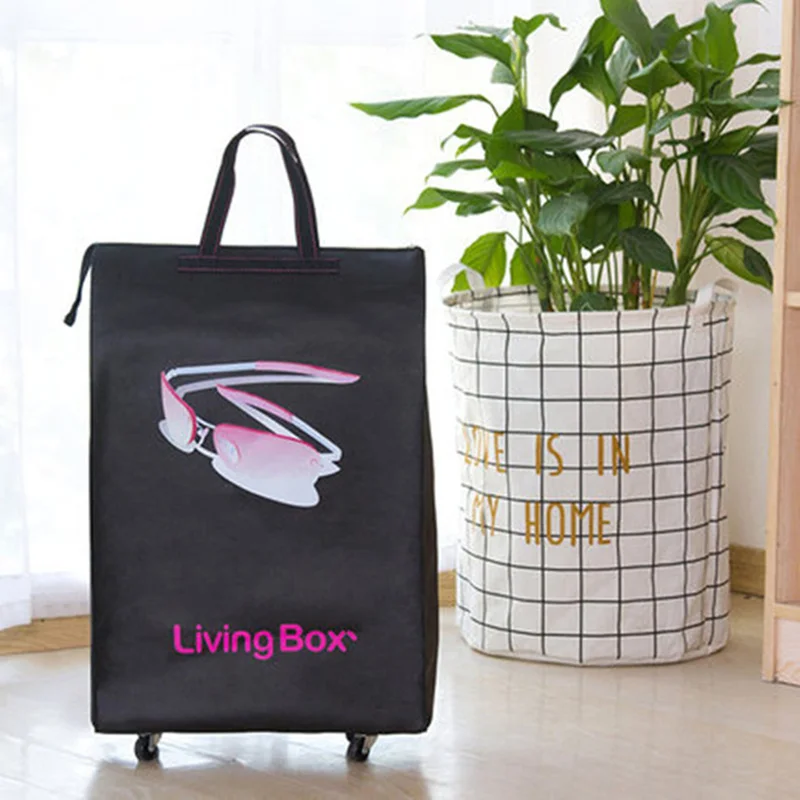 

Ladies Small Wheel Boarding Travel Bag Collapsible Shopping Bag Grocery Puller Trolley Bag Wheel Portable Storage Shopping Cart