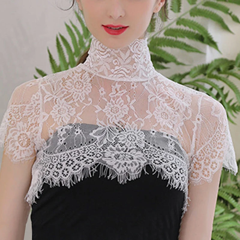 Женская Съемная кружевная блузка с ложным воротником винтажная вышитая