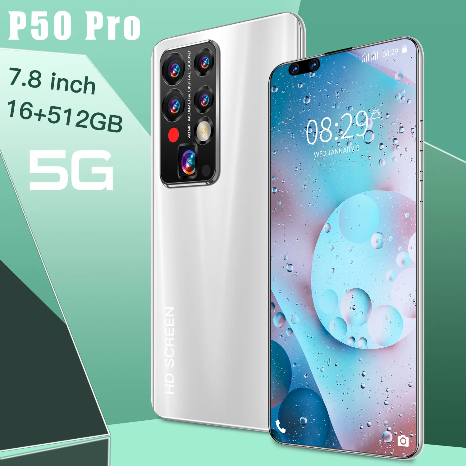 

New Arrival P50 Pro 7.8 Inch 16+512GB 40+48MP Andriod 11 5G Netowkr Smartphone Dual SIM+Micro SD Mobile Cell Phone MTK6889