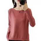 Свитер женский из хлопка, с круглым вырезом и длинными рукавами