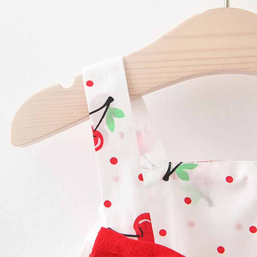 Newborn Baby Kids Girls Clothes Sleeveless Cherry Dot Print Dresses With Bow Hat Outfits Summer Party Clothing for Dress | Детская