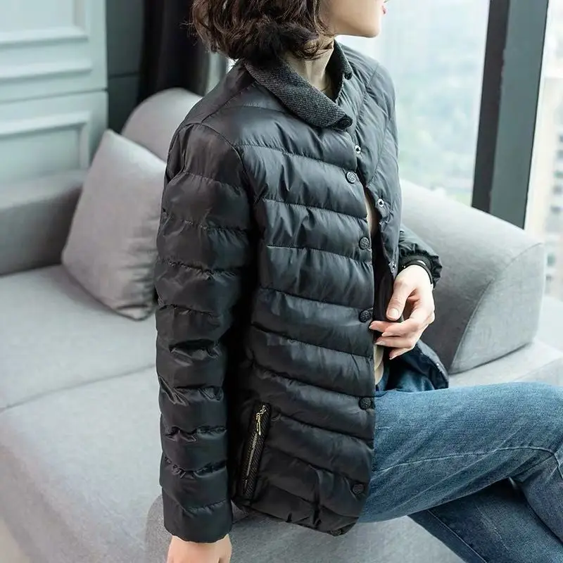 2023 Women Solid Parkas Female Thick Winter Zipper Pockets Warm Elegant Coat Jacket Ladies Casual Padded Parka Cotton Coats H878