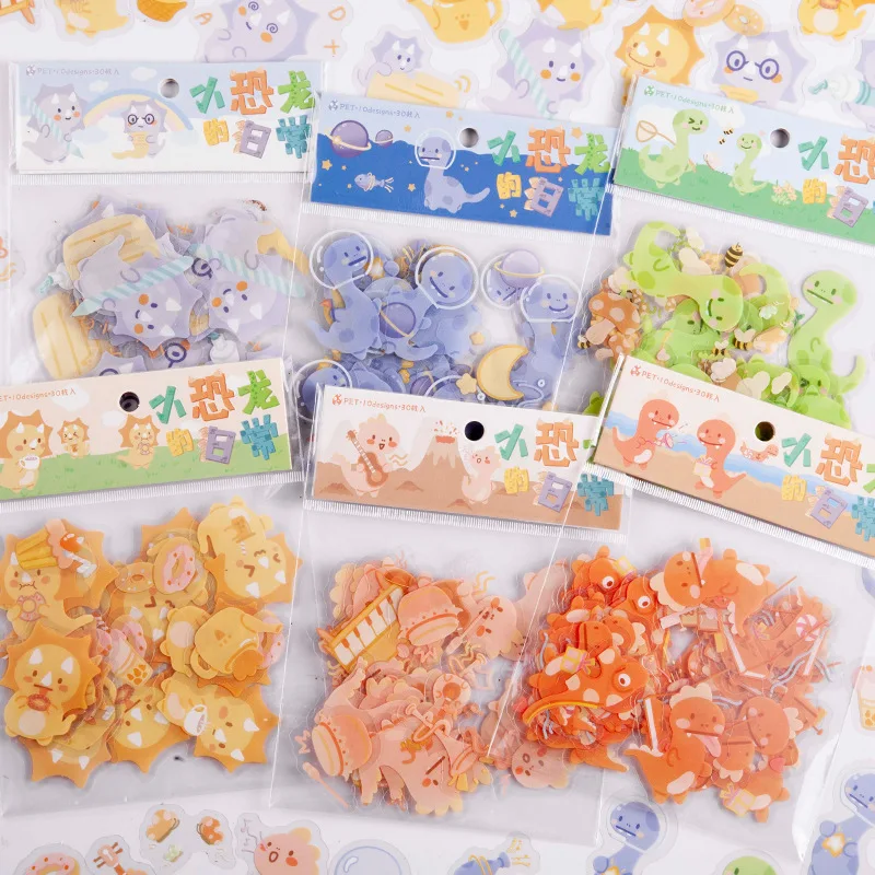 

30 pcs/lot Daily life of small dinosaurs Decorative PVC Stickers Scrapbooking diy Label Diary Stationery Album Journal Planner