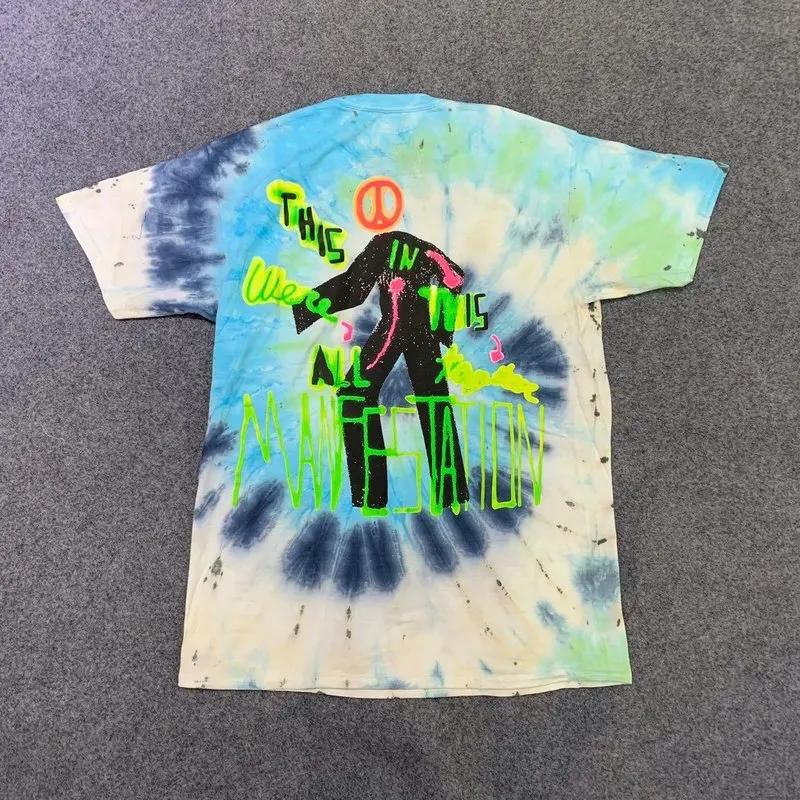 

20ss Travis Scott Astroworld T-shirt Tie-dye Handwriting Astroworld T Shirts Men Women Xxxtentacion Harajuku Astroworld T-Shirt