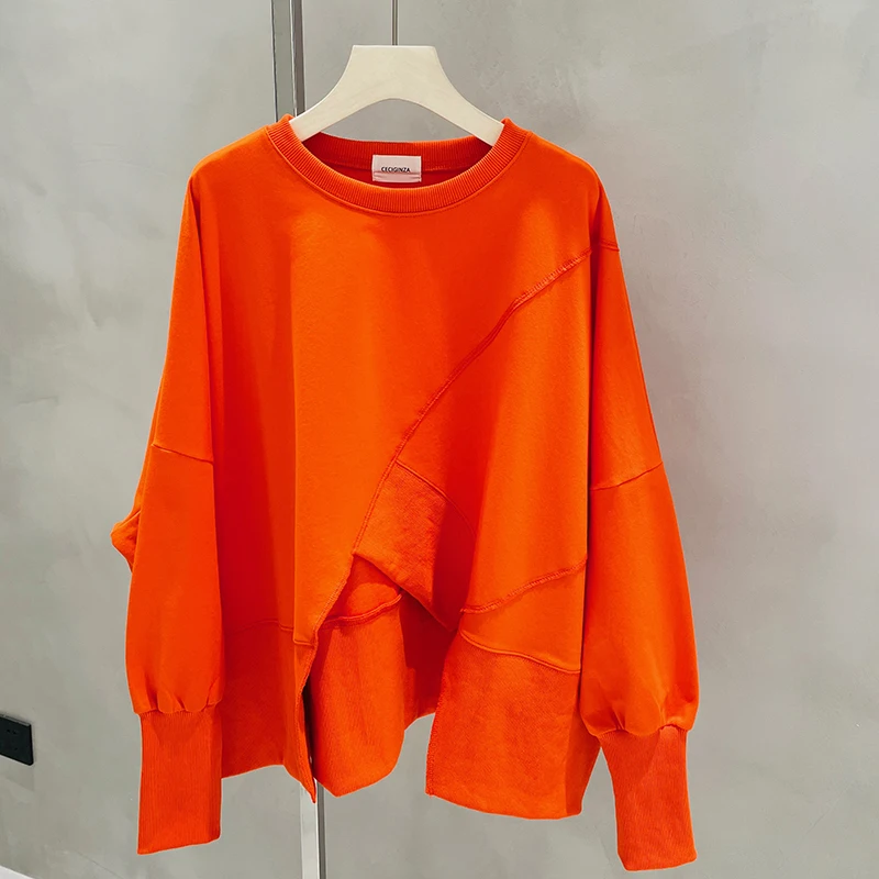 

Spring 2021 New Women's Loose Korean Style Thin Fashionable Ins Top Small Round Neck Sweatshirt Women Crewneck