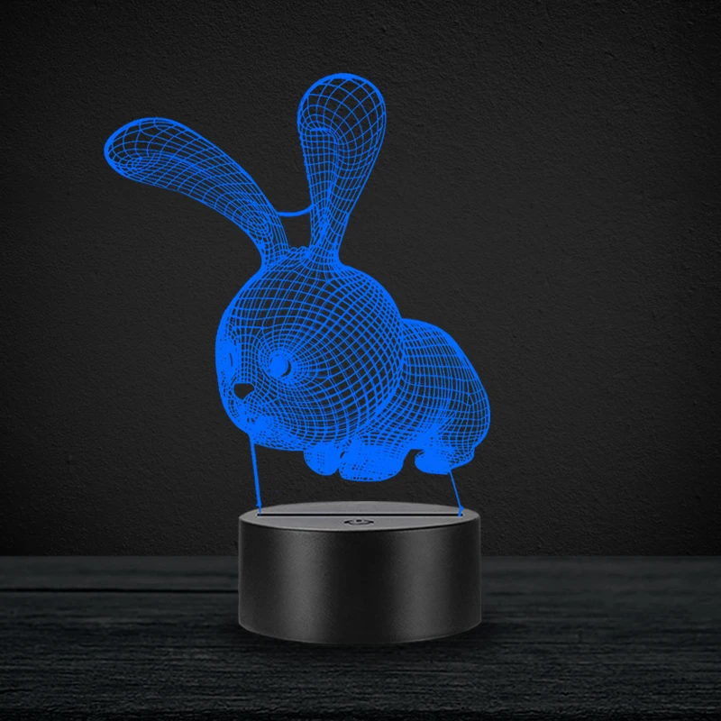 Милый детский 3D светильник в виде кролика животного подарок на Рождество