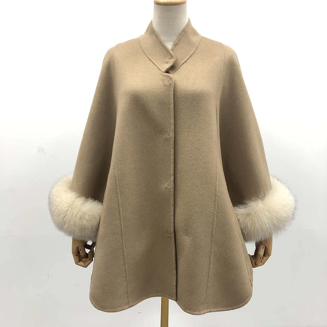 

2021 Женская кашемировая накидка, зимнее модное шерстяное пальто, женское пончо со съемным воротником-полотенцем