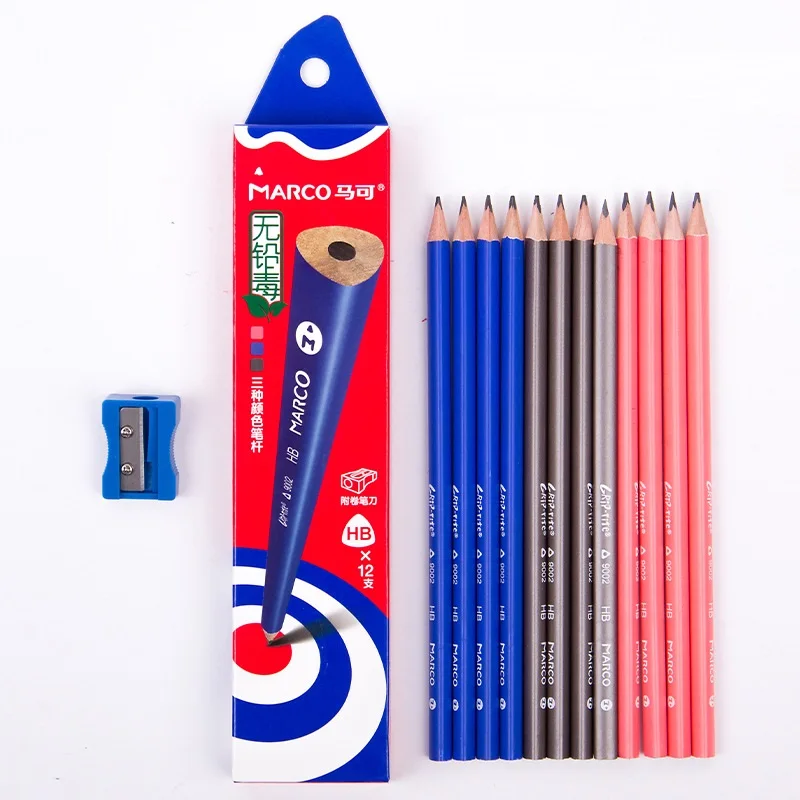 With Mini Sharpener Hb 2h 2b Safe Material 3color Shape Natural Wood Pencils For Students Office School H6870