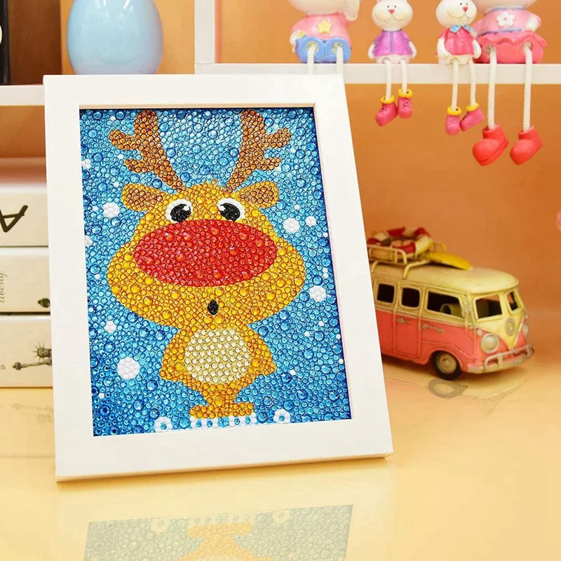 

5D Diamond Painting Kit for Kids DIY Full Drill Painting Kits Home Wall Decor with Wooden Frame -Deer
