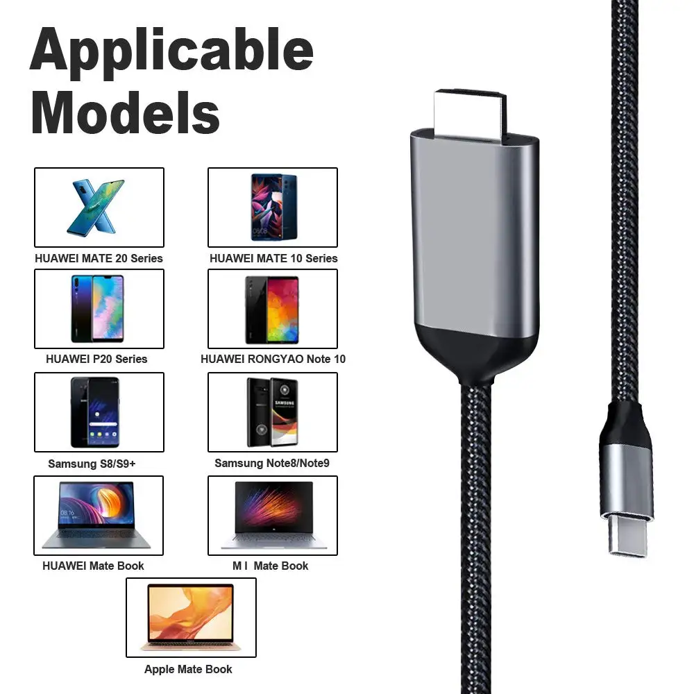 USB C к HDMI кабель 4k hdmi 4K 60Hz Тип Thunderbolt 3 для Samsung note 10 Huawei mate 20 mac Book pro C| |