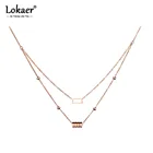 Женское колье-чокер Lokaer, из нержавеющей стали, геометрический цилиндр и квадрат, ювелирные изделия, N17046, симпатичное ожерелье с подвеской