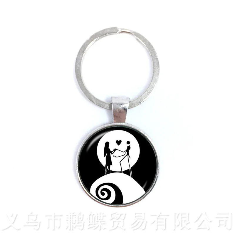 2018 Новый Джек Скеллингтон и Салли арт стеклянный кабошон классические брелоки