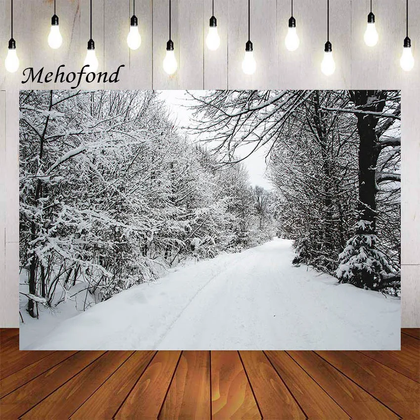 

Mehofond Winter Forest Wonderland Photography Background Snowflake Pine Tree Kids Newborn Portrait Backdrop Photo Studio Props