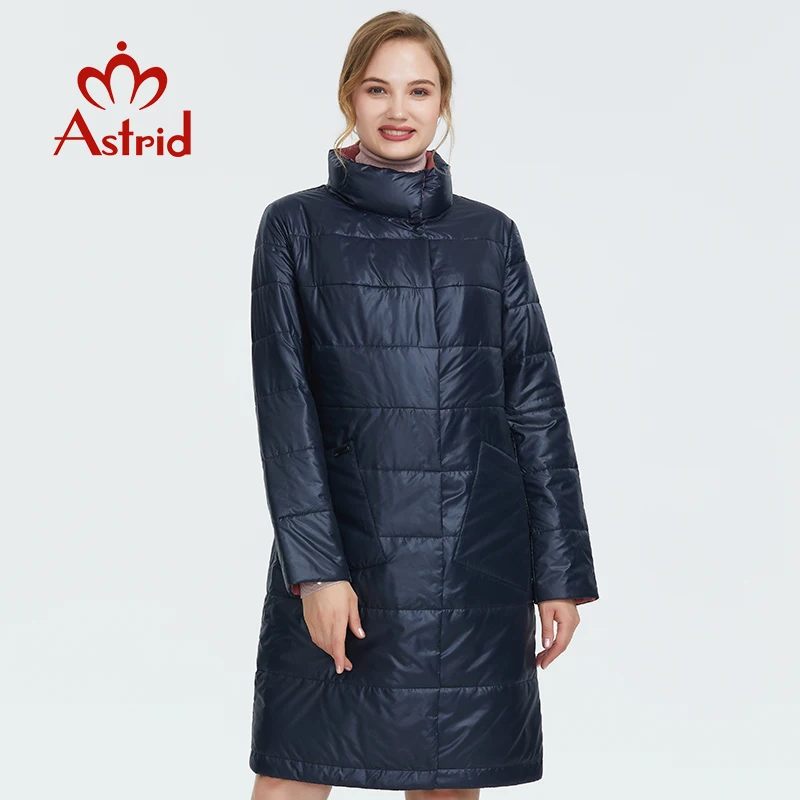Астрид зимняя куртка женские новые длинное пальто Женщины Slim fit сплошной Разноцветные куртки теплые ветрозащитные высокое качество темперамент coatAM1960