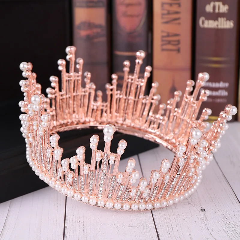 Свадебная тиара FORSEVEN розовое золото/серебро блестящий кристалл искусственный