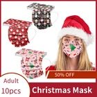 Маска для Хэллоуина с рождественским принтом для взрослых, 10 шт., одноразовая маска, промышленная трехслойная маска унисекс для косплея, одноразовая маска
