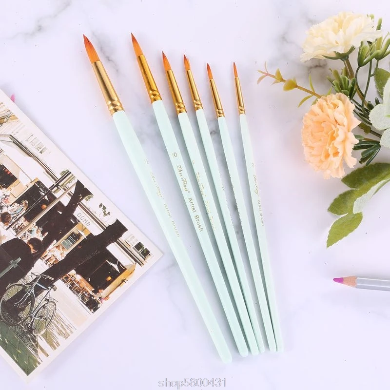 

6pcs Professional Spike Painting Brushes Nylon Hair Watercolor Gouache Paint Brush Fine Tip Artistic N20 20 Dropshipping