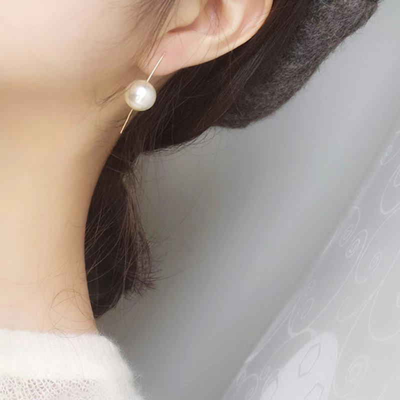 

Women Simple Earrings Imitation Pearls Ball Hook Party Earrings Eardrops Bridal Wedding Party Jewelry Aretes