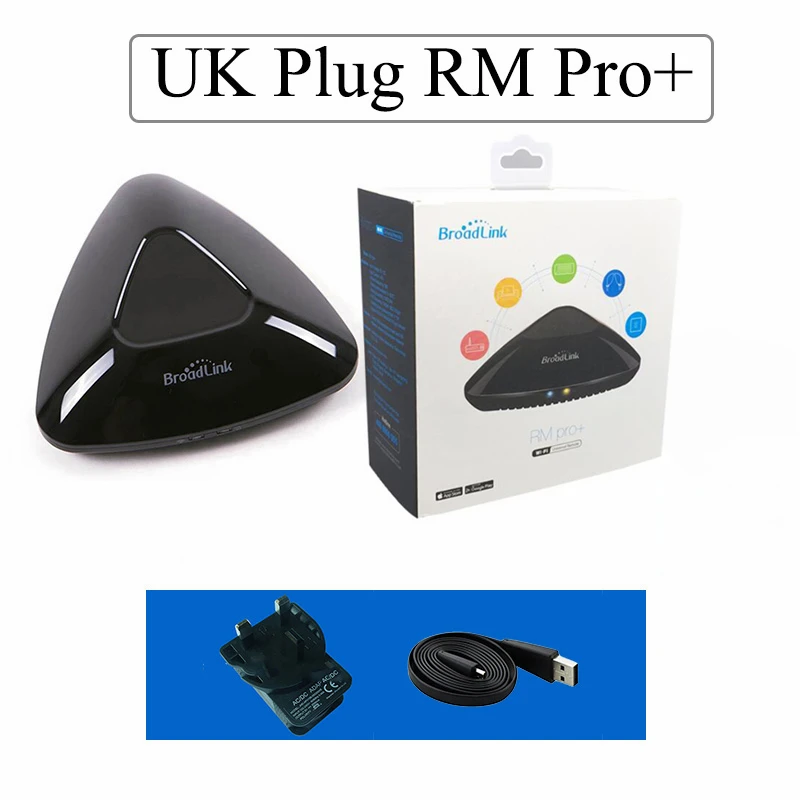 UK Plug RM PRO PLUS Broadlink RM PRO RM MINI3 Универсальный Интеллектуальный пульт дистанционного управления домашней автоматизации WiFi+ IR+ RF переключатель совместимый с Alexa Google Home - Цвет: UK Plug RM PRO PLUS