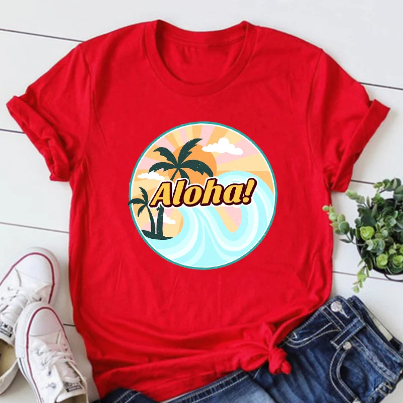 Aloha летние футболки с графическим рисунком женские Гавайские рубашки летняя