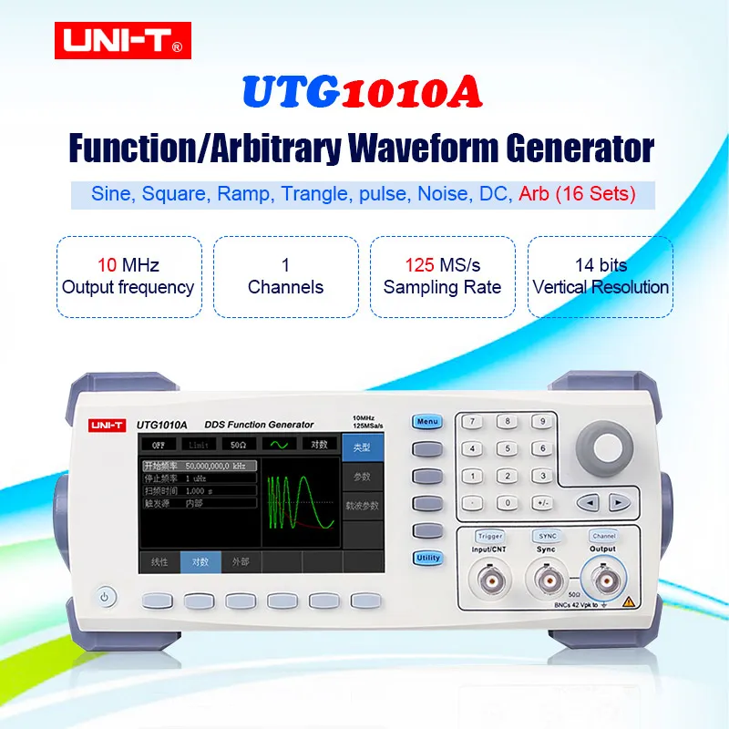 

UNI-T UTG1010A Function/Arbitrary Waveform Generator Signal Generators Single Channel10MHz Channel Bandwidth 125MS/s