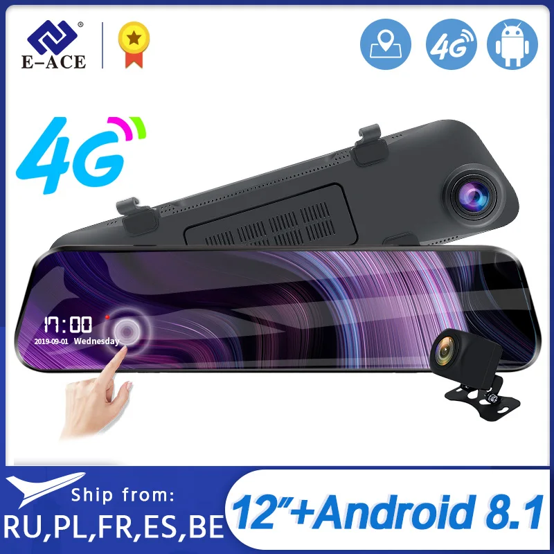 Зеркало заднего вида 12 дюймов 4G Android 1080P GPS WIFI|Видеорегистраторы| |