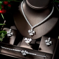 hibride ensemble flower wedding jewelry sets for women sparkling aaa zircon fashion bridesmaid jewelry set bijoux femme n 1338