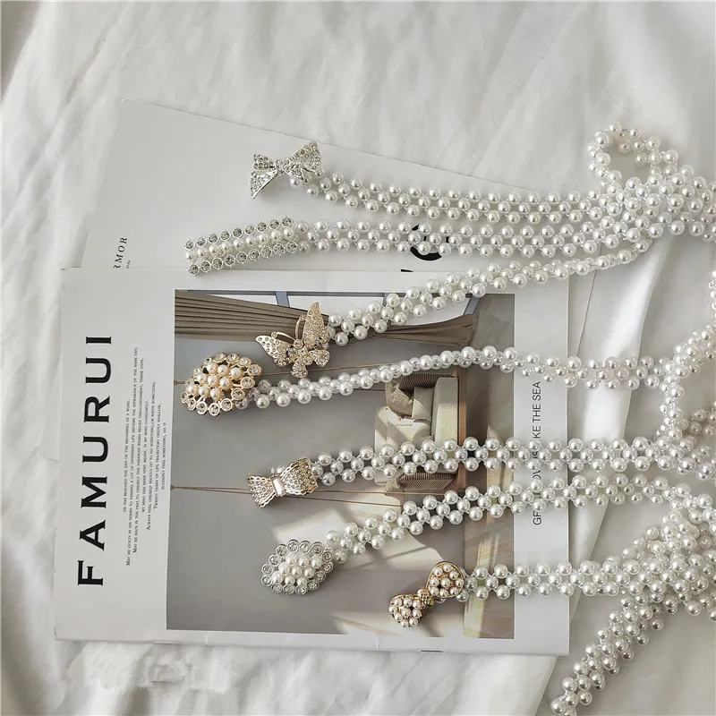 

Ремень женский летний с жемчужной пряжкой, 1 шт.