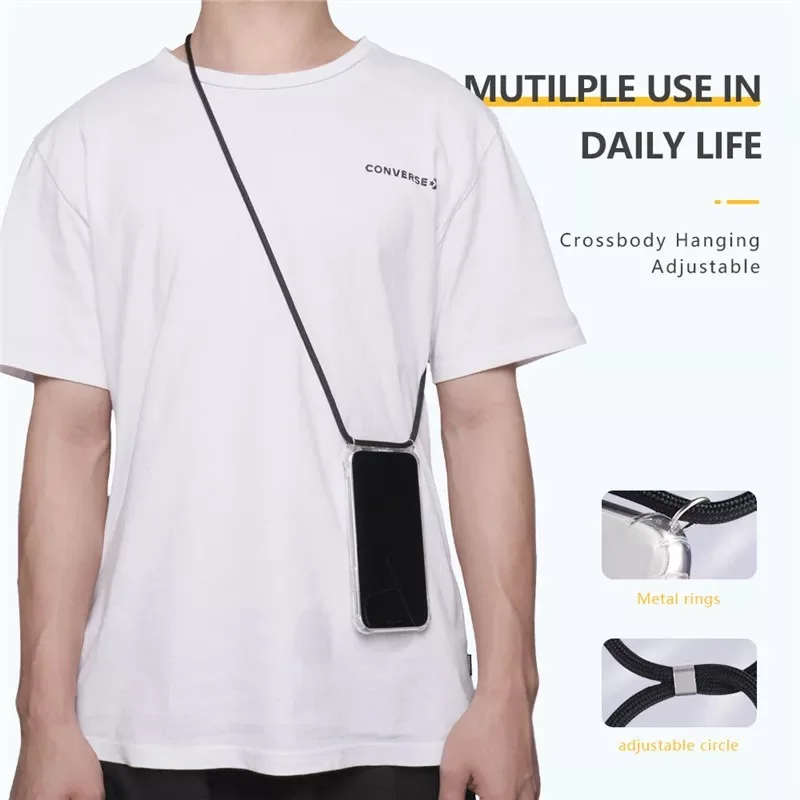 

Transparent Soft TPU Case Lanyard Necklace Shoulder Neck Strap Rope Cord for Huawei P40 Pro P40 Lite P40 Mate 20 Pro Phone Cove