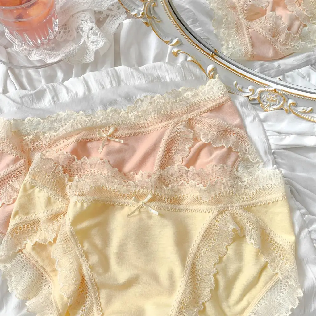 

Кружевное нижнее белье с высоким разрезом для японской Девушки, женские летние тонкие привлекательные хлопковые шорты со средней талией