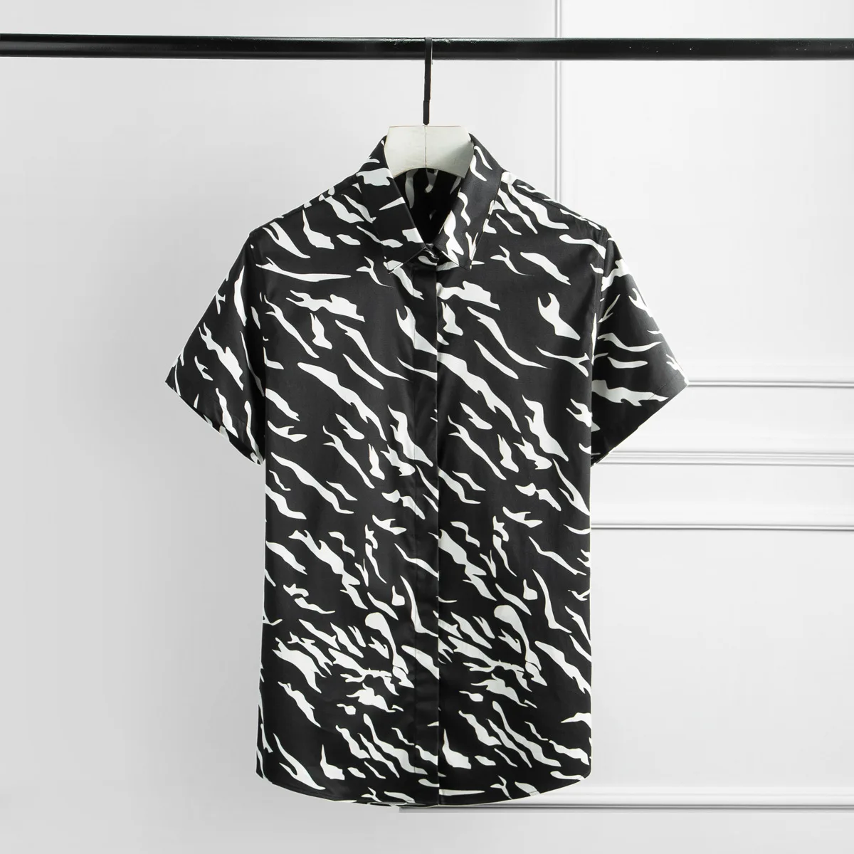 Мужская летняя рубашка с короткими рукавами и принтом цифр Camisa Masculina тонкие