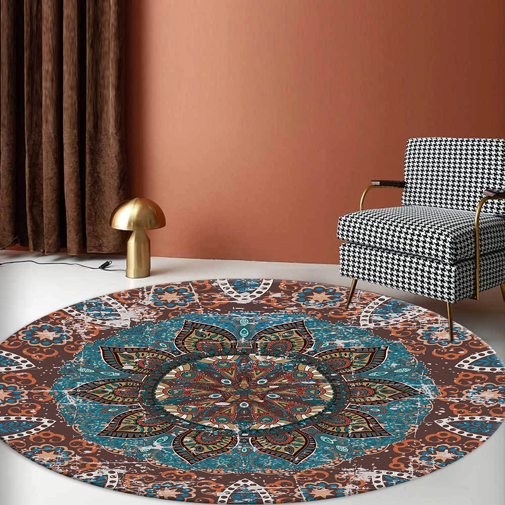 Ретро антикварная отделка богемный круглый ковер Мандала гостиная этнический
