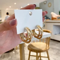 new fashion goldsilver color hoop earrings for women simple office lady jewelry 2020 fashion accessories female earring