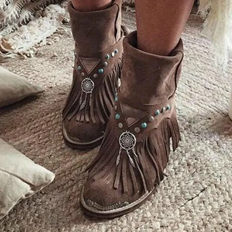 Женские винтажные ботильоны из искусственной кожи на низком массивном каблуке с