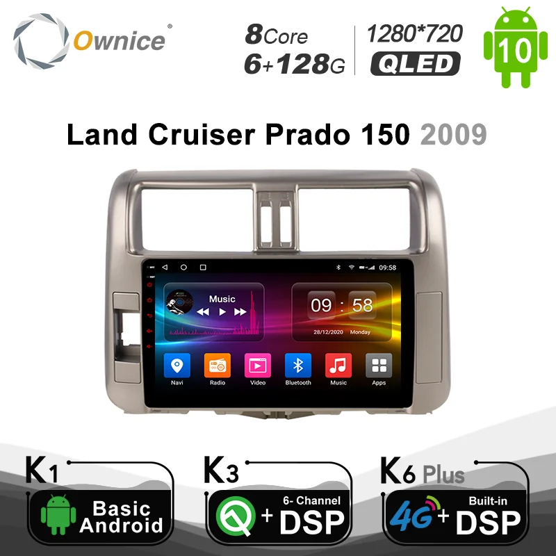 

6G+128G Ownice Android 10.0 Car Radio GPS For Toyota Land Cruiser Prado 150 2009 DVD DSP 4G LTE SPDIF navigation 1280*720 BT5.0
