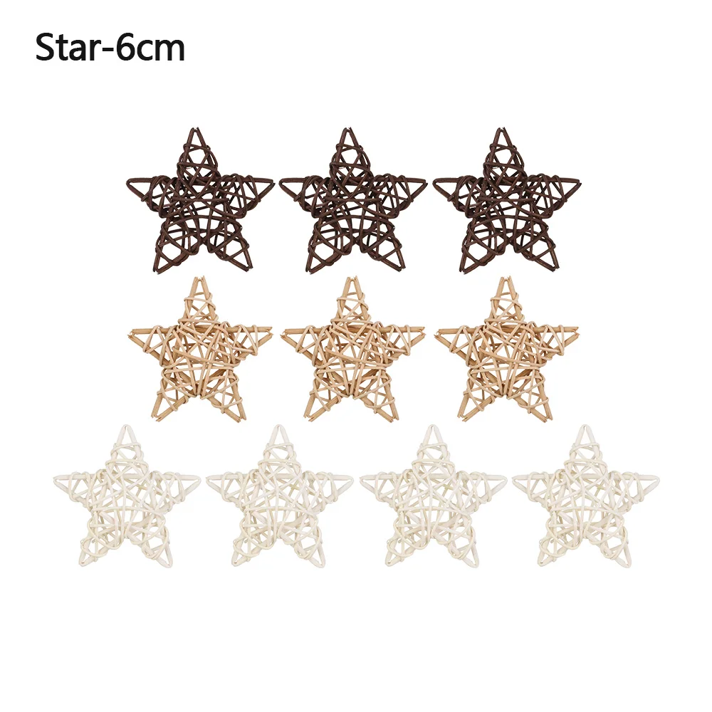 

Набор из 10 шт. ротанговых шаров, сердец и звезд для декора