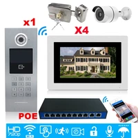 wifi ip video door phone video intercom mobile app 4 apartments home access control systemip cameraelectronic lockspoe switch