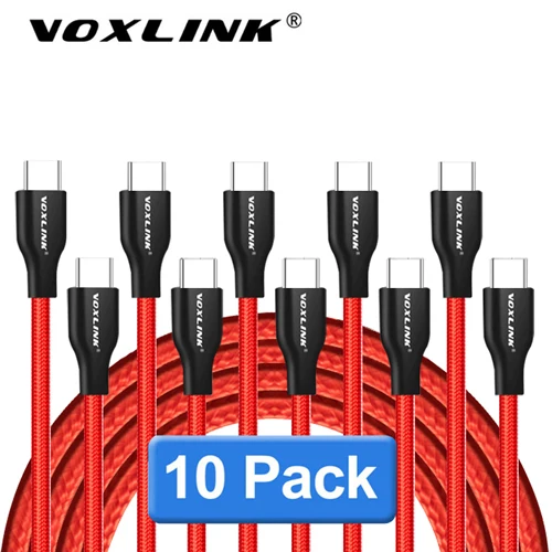 Red-10Pack VOXLINK 10 шт Тип usb C кабель для xiaomi redmi note7 USB Мобильный телефон для быстрой зарядки Тип C кабель для samsung Galaxy S9 S8 плюс - Цвет: Red-10Pack