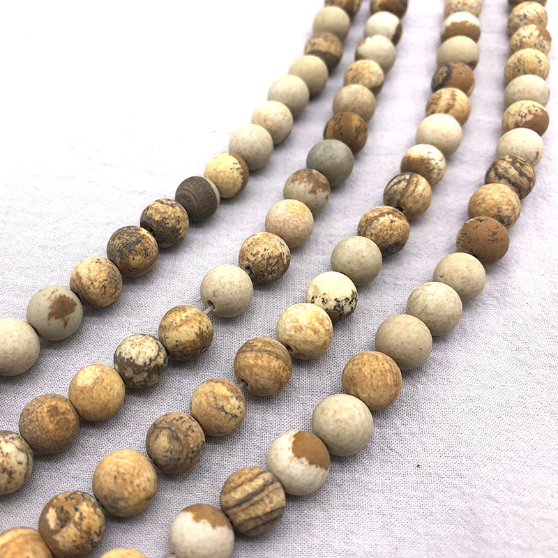 Бусины Из Натурального матового гладкого полированного камня с рисунком для