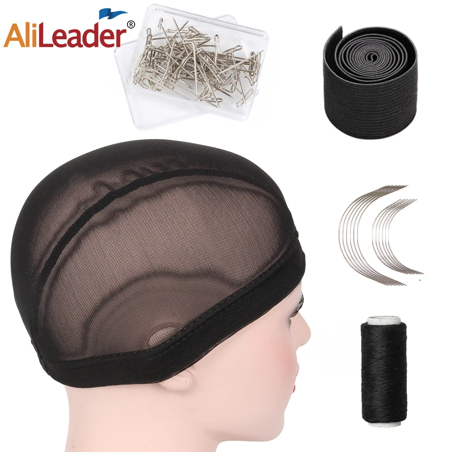 Alileader Wig Elastic Band Adjustable Mesh Dome Weaving Cap For Making Wigs Ventilating Needle And Weave Thread T Pins For Wigs