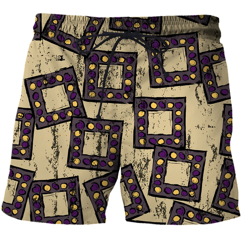 2021 New Short Pants for Man Summer Men's Abstract grid Beach Shorts Retro 3D Pattern Boardshorts Men Short Pants Drop Shipping