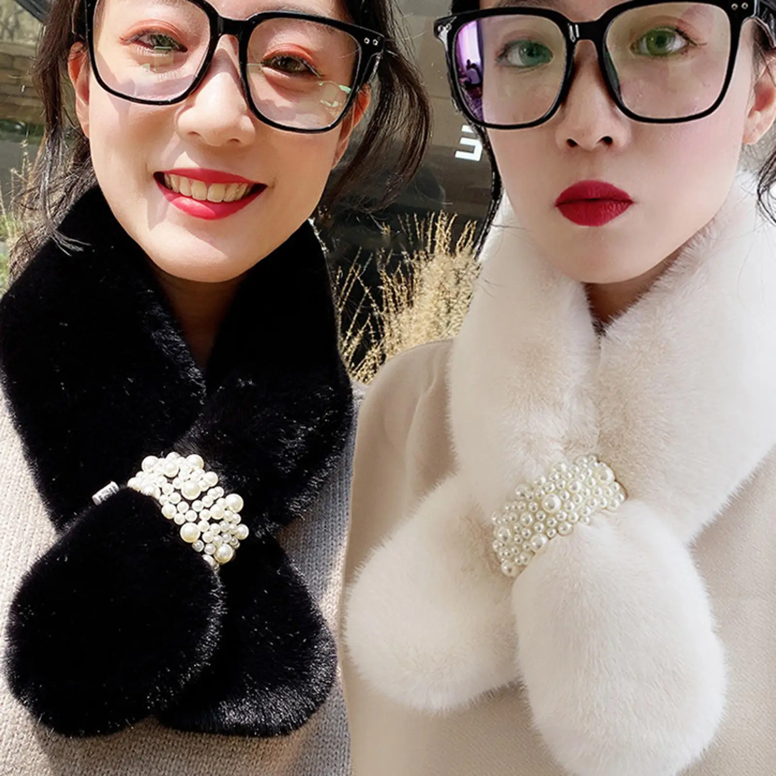 

Воротник из искусственного кроличьего меха Детский шарф из натурального меха Зимний женский уличный Теплый круглый шарф-петля шарф из иску...