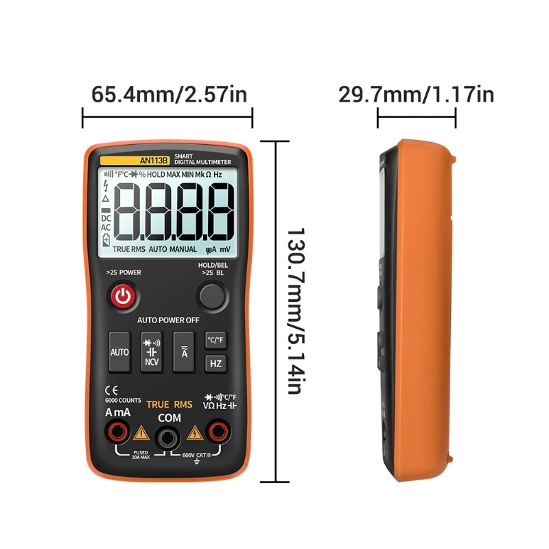 

Digital Multimeter True RMS w Temperature Tester 6000 Counts Auto-Ranging AC/DC Y5JA