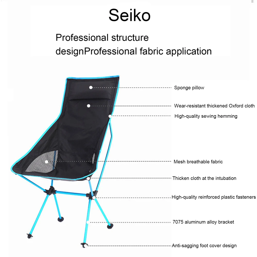 Satin Al Açık Kamp Sandalyesi Oxford Kumaş Taşınabilir Katlanır Uzatmak Kamp Koltuk Balıkçılık Festivali Için Piknik Barbekü Plaj Ultralight Sandalye