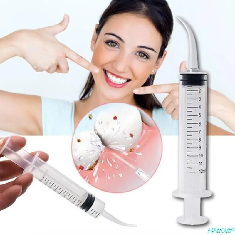

2pcs Dental Disposable Elbow Syringe Dental Impression Syringes 12ml Conveyor Irrigation Syringe Mixed Washing Curved Tip