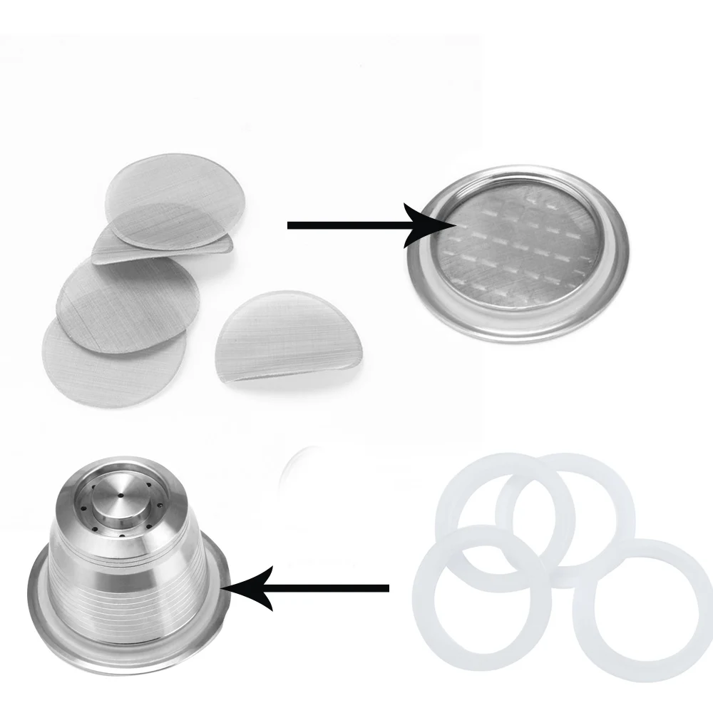 ICafilas набор силиконовых колец и фильтров для многоразовых капсул Nespresso